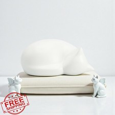 Comemori White Sleeping Cat Funeral Urn Ceramic Pet Cremation