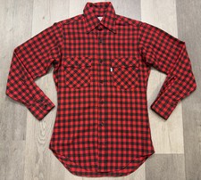 Vintage Levi  s Men  s Red Plaid Flannel Button Shirt - Small