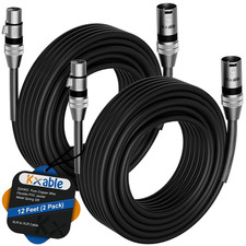XLR Microphone Cables 12FT, 2-Pack , XLR Male to Female Balanced Mic Cable, 3-