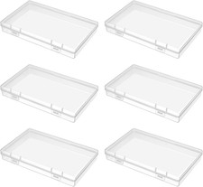 6 Pack Rectangular Clear Plastic Storage Containers Box with Hinged Lid for Bead