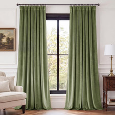 Elegant Sage Green Velvet Curtains 96" - 2 Panels, Energy Efficient Decor