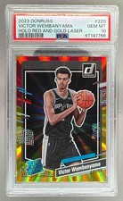 Victor Wembanyama 2023 Panini Donruss #220 Red Gold Holo Laser RC Rated PSA 10