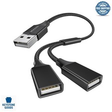 USB 2.0 Dual Port Splitter Adapter for Charging  Data Transfer