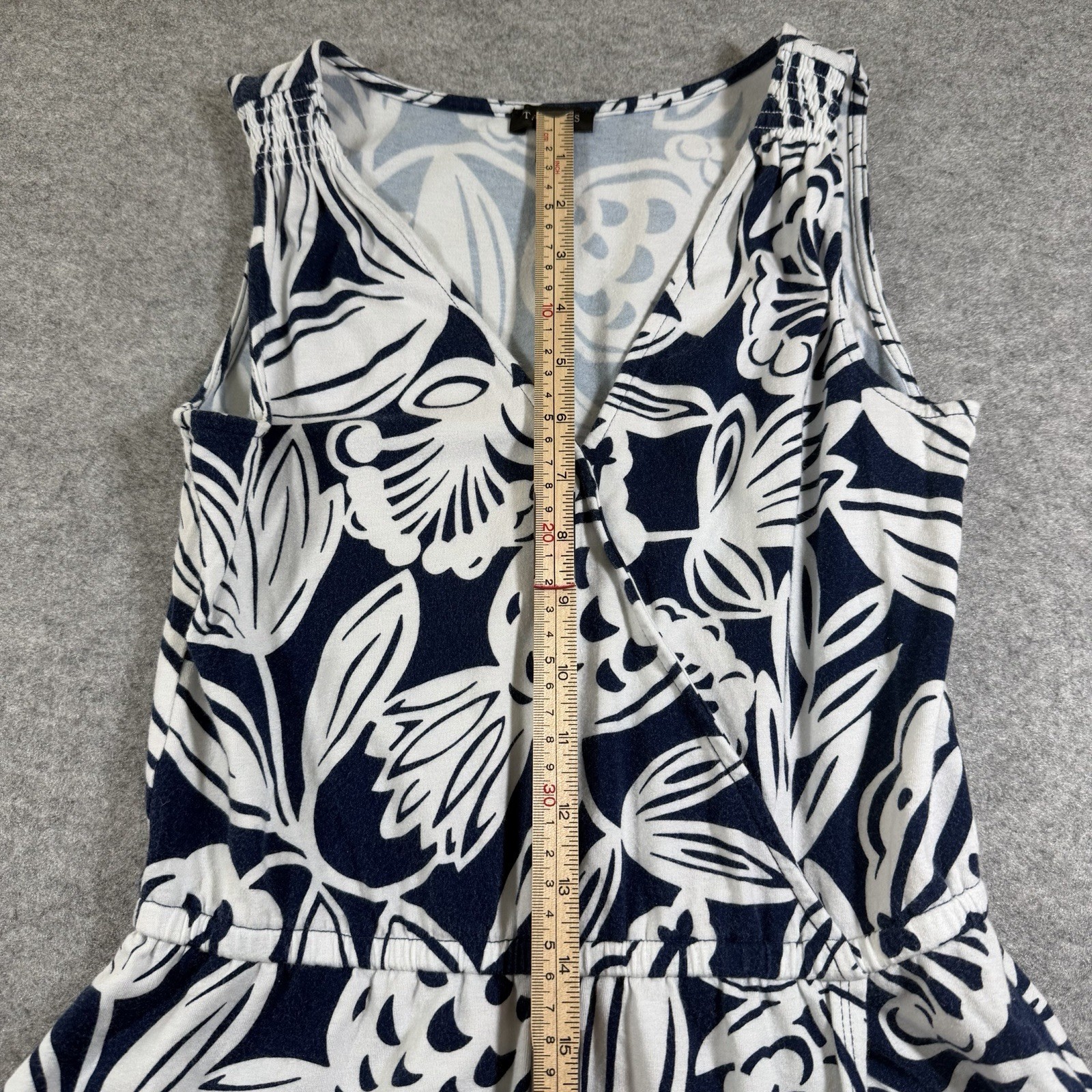 Talbots Faux Wrap Long Maxi Dress Womens XS Blue White Tropical Floral V Neck thumbnail 7