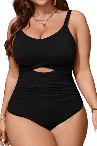 Women's Plus Size One Piece Swimsuit Bathing Suit Tummy Control Cutout Twist ...