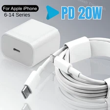 Fast Charger For Apple iPhone 14 13 12 11 Pro Max 20W USB Type-C Block PD Cable