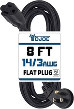 Flat Plug Indoor Extension Cord 8 ft, 3 Prong 15A Power Cord, 14 Gauge Heavy ...