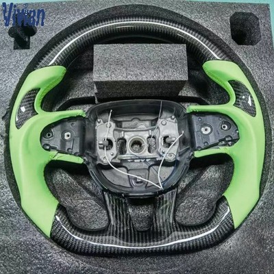 Green Leather Carbon Fiber Steering Wheel for Dodge Challenger SRT Charger 2015+