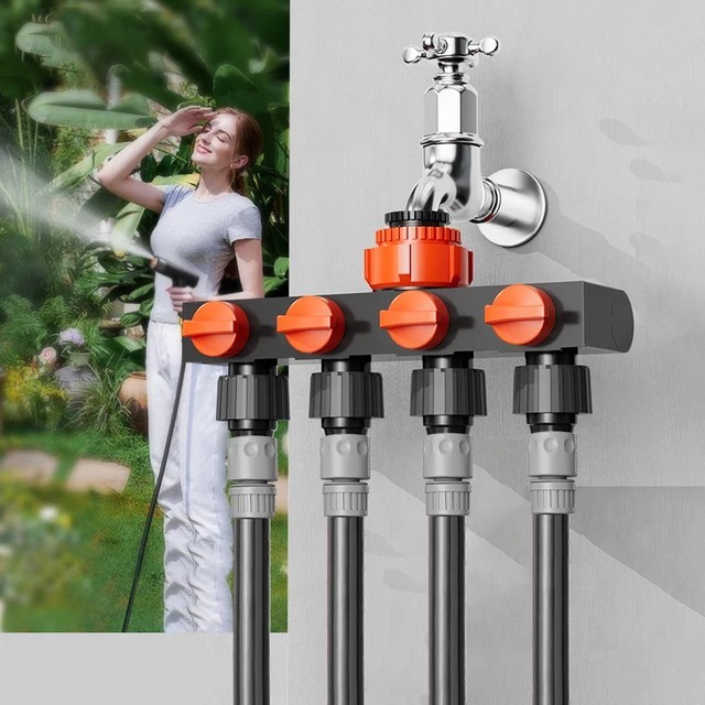 4 Way Garden Tap Connector Garden Watering For Hose Pipe Water Timer Hozelock UK