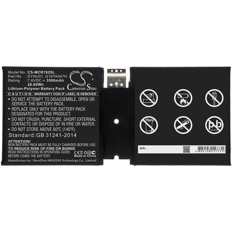 Battery for Microsoft Surface 1927 Go 2 DYNU01 G16TA047H Tablet CS-MCR192SL 7.6v - Image 3 of 4