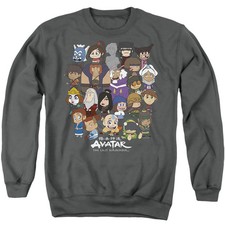 Avatar The Last Airbender Chibi Group Mens Crewneck Sweatshirt Charcoal