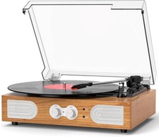 Vinyl Record Player with Built-in Speakers 3-Speed Vintage Record Player yellow