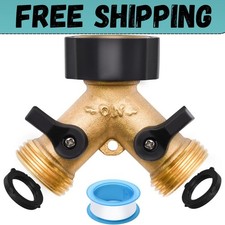 1 Pack Hose Splitter, 2 Way Heavy Duty Brass Garden Hose Splitter, for 3/...