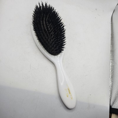 Spornette Classic Gentle Cushion Bristle Oval Hair Brush White Handle Vtg