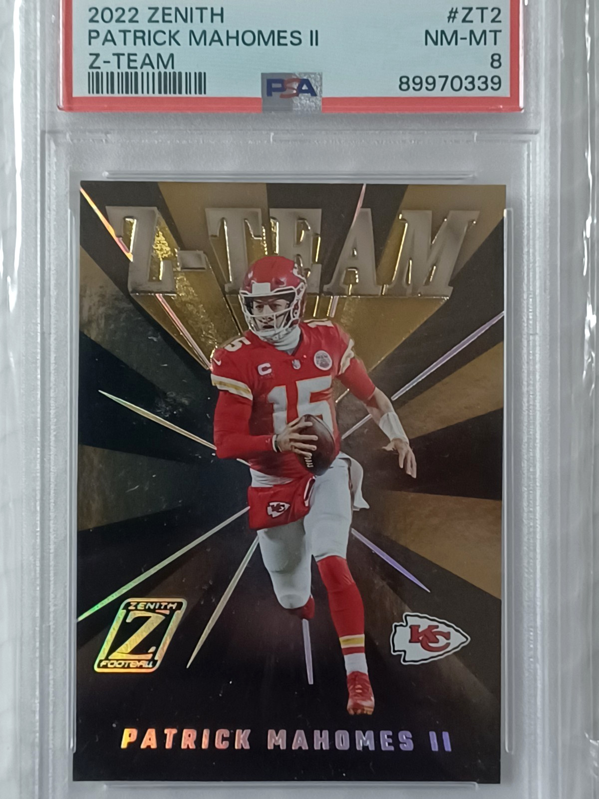2022 Panini Zenith #ZT-2 PATRICK MAHOMES II Z-Team PSA 8 NM-MT view 1