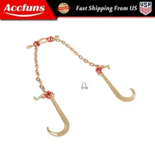 G80 Steel 5/16" x 2' V Type Towing Chain Bridle with 15" J and Grab Hooks