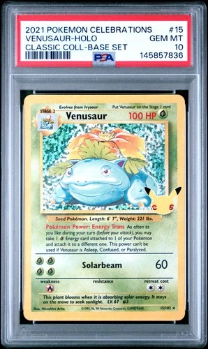 2021 POKEMON CELEBRATIONS CLASSIC COLLECTION #15 VENUSAUR-HOLO PSA 10