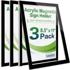 8.5" x 11" Acrylic Sign Holder Wall Mount, -Adhesive Magnetic Display Frame w...