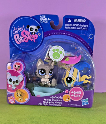 Littlest Pet Shop LPS #1953 & # 1954 Persian Wolf Cat & Angelfish NIB