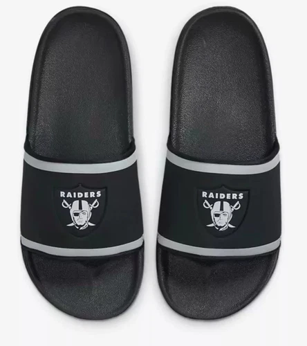 Nike Offcourt Slides Las Vegas Raiders taglia 12 nero grigio argento DD0542 nuove