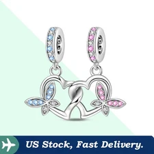 KUNSIR 925 Sterling Silver Charm Butterfly Dangle Pendant Charm for Bracelet DIY