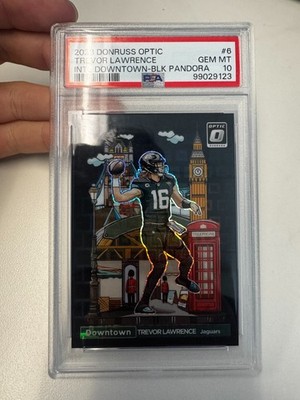 2023 Donruss Optic Trevor Lawrence Int’l Downtown Black Pandora /25 PSA 10