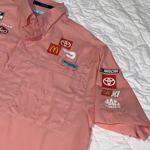 Columbia PFG Tamiami Sorbet Pink 23XI Toyota Sunoco NASCAR Cup Series Shirt XS - Picture 1 of 8