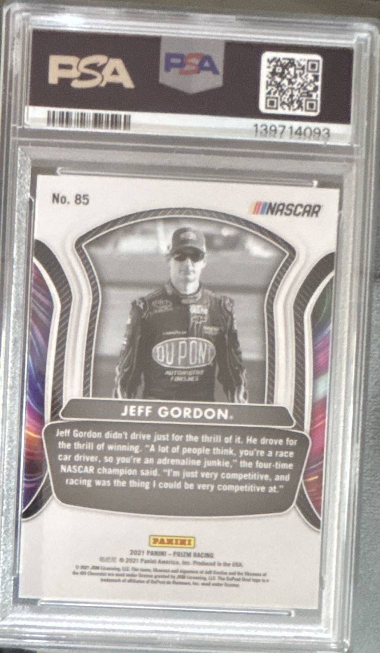 Panini Prizm 2021 Racing Legends Jeff Gordon NASCAR #85 PSA 10 Trading Card view 2