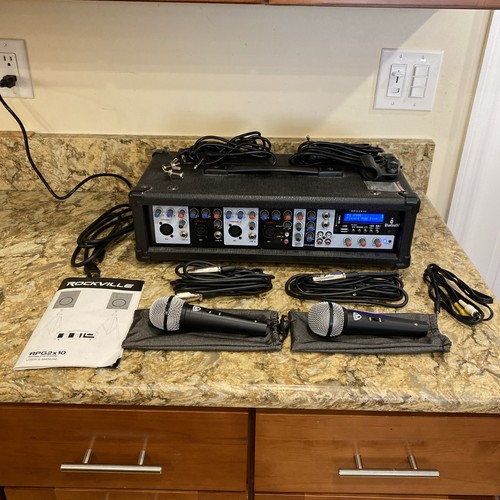 Rockville RPG2X10 Live Sound System 2 Mics Bluetooth Portable PA **NO SPEAKERS**