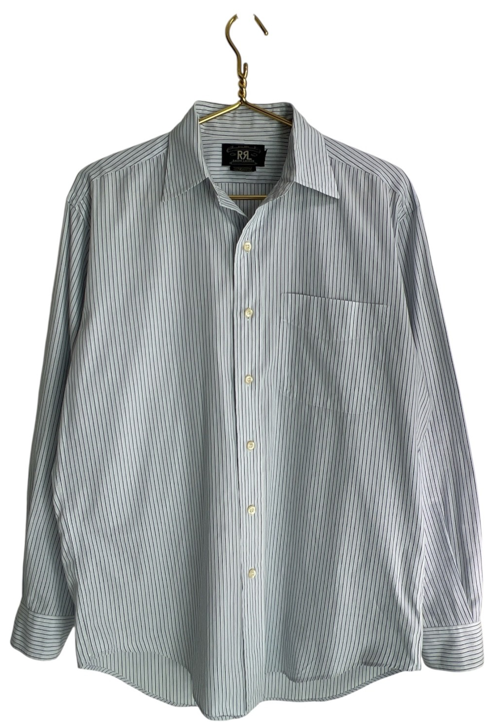 RRL Ralph Lauren Striped Shirt Mens S Blue White Heritage Long Sleeve RARE