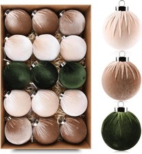 15pcs 3.15" Velvet Christmas Tree Ornaments Shatterproof Xmas Bulbs Multicolor