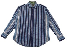 Robert Graham Button Up Dress Shirt Flip Cuff Multicolor Zig Zag Men  s Medium