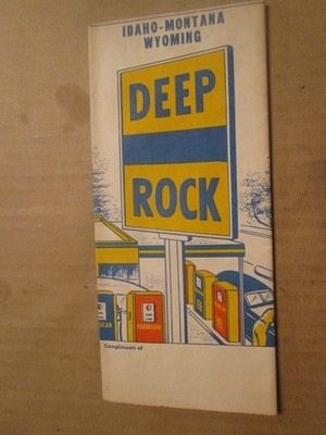Deep Rock Oil Corporation Road Map of Idaho Montana Wypming 1950