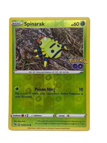 Ditto 006/078 Spinarak Unpeeled Pokemon Go Pokemon Card NM