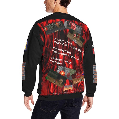 Doom MS-DOS 1993 id Software Retro PC Video Game Box Cover Fuzzy Sweatshirt - Picture 3 of 4