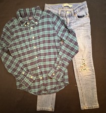 Boys Outfit Lot Levi  s 510 Skinny Jeans Size 6  Chaps Plaid Flannel Shirt Small