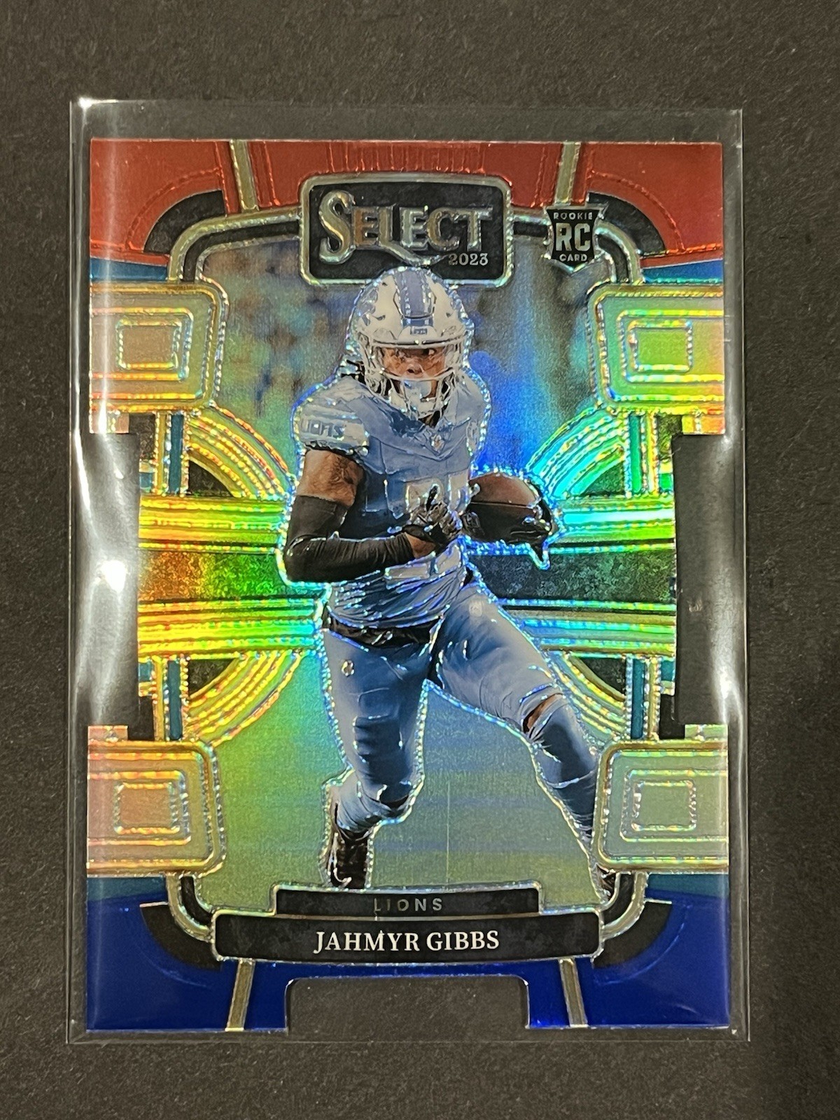 2023 Panini Select - Concourse Jahmyr Gibbs #34 Red & Blue Prizm Die-Cut (RC)