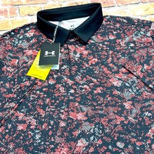 Under Armour Playoff 3.0 Golf Polo Shirt Mens LARGE Halftone Print UPF30