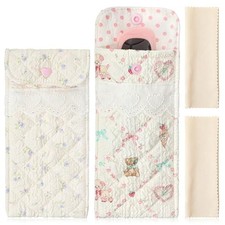 2Pcs Sunglasses Pouch with 2Pcs Cleaning Cloth, Soft Eyeglass Glasses Case,