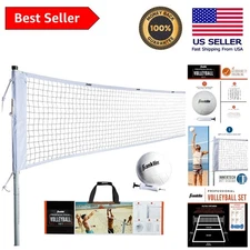 Heavy-Duty Portable Volleyball Net Set: Includes Pro Volleyball & Accessories