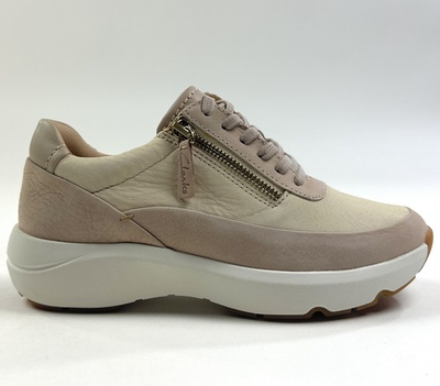 #ad Clarks Tivoli Zip Leather Womens 6 Wide Beige Tan White Shoes Sneakers 26176651 $74.95