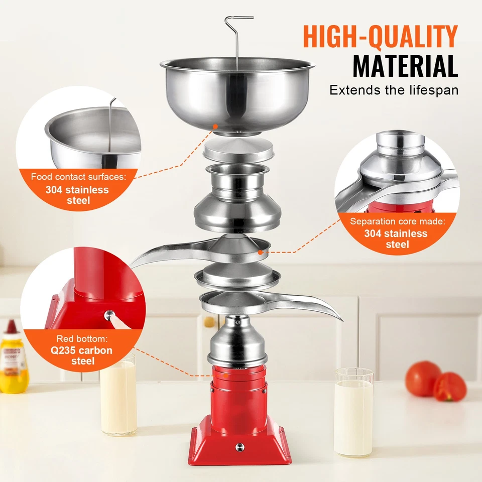 Separador Centrífugo de Crema de Leche Separador Eléctrico de Crema 100L/H 100-240V Foto 2 de 4