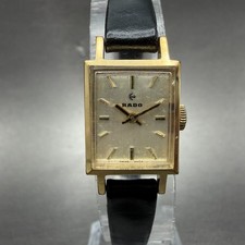 Rado Watch Women 15mm Champange Dial Gold Tone Rectangle Manual Wind Runs 5344