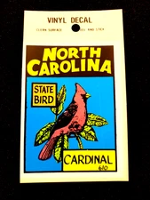 North Carolina State Bird Cardinal Vintage Travel Souvenir Decal Window Sticker