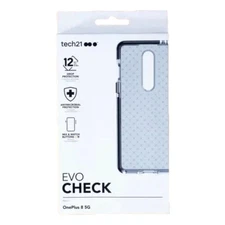 Tech21 | Evo Check Shock Gel Impact Case/Cover For OnePlus 8 5G (Smokey Black)