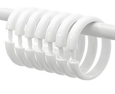 24 PCS White Plastic Shower Curtain Rings,Sturdy Easy Use Shower Curtain Hooks