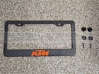 KTM Orange New CF Printed Pattern Black Aluminum License Plate Frame
