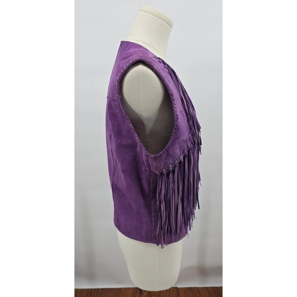 Chaleco con flecos de cuero púrpura Scully Foto 2 de 4