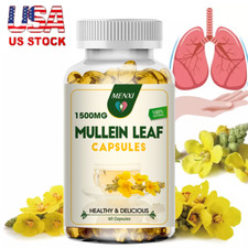 Mullein Leaf Capsules 1500mg - Support Lung Cleanse Respiratory Health Vegan