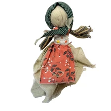 Vintage Handmade Mini Ragdoll Multi Fabric 7" Long